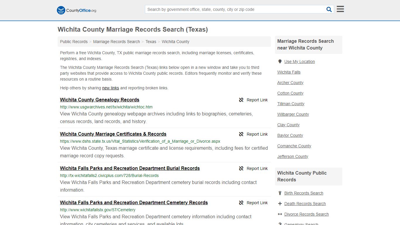 Wichita County Marriage Records Search (Texas) - County Office