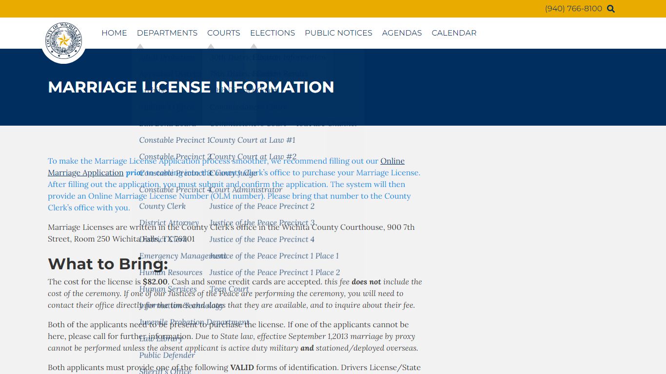 Marriage License Information | Wichita County
